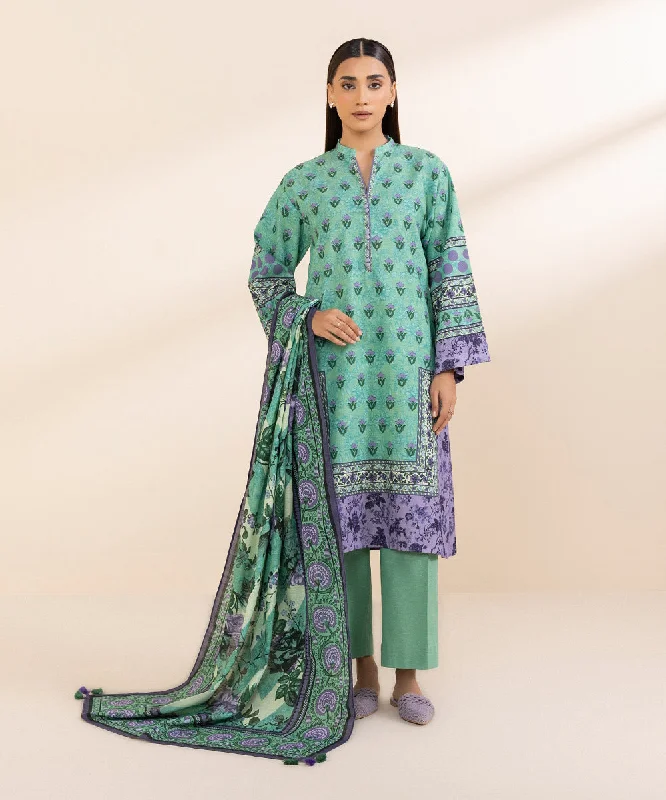 3 Piece - Printed Khaddar Suit