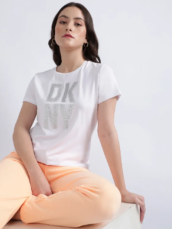 Dkny White Fashion Logo Regular Fit T-Shirt