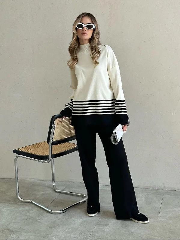 Ariana Striped Premium Winter Coord Set - Tracksuit