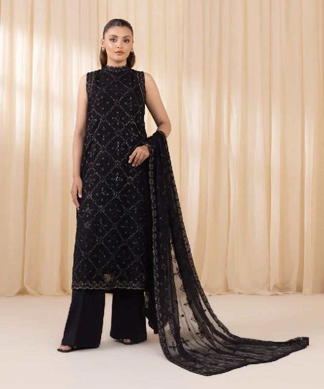 3 Piece - Embroidered Chiffon Suit