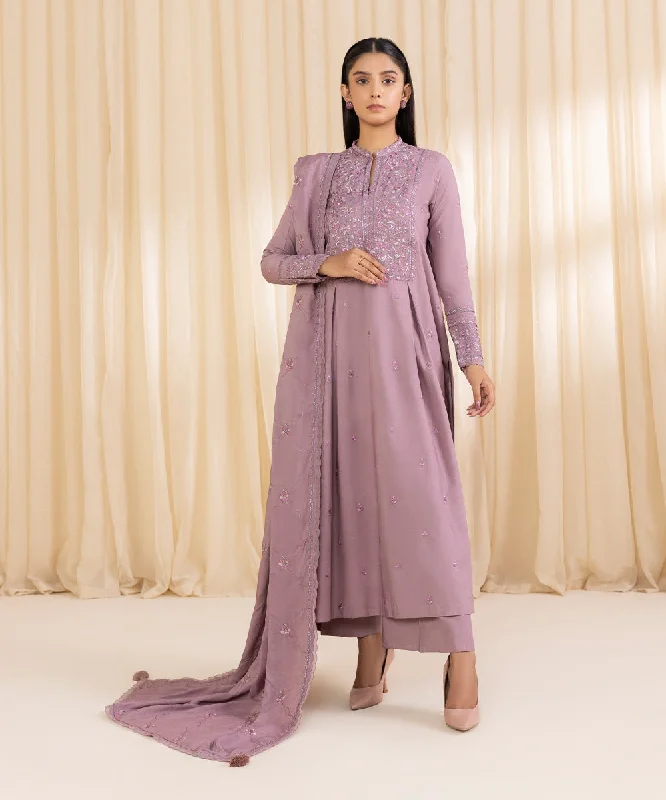 3 Piece - Embroidered Linen Suit