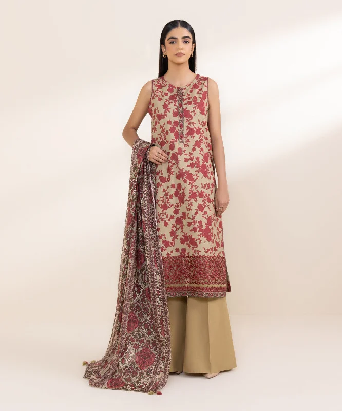 3 Piece - Embroidered Khaddar Suit