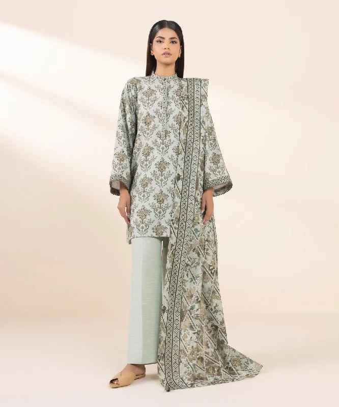 3 Piece - Printed Khaddar Suit