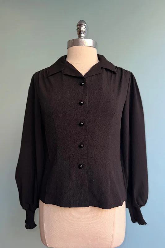 Puff Sleeve Bonnie Blouse in Black by Banned