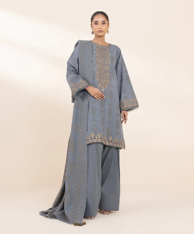 3 Piece - Embroidered Jacquard Suit