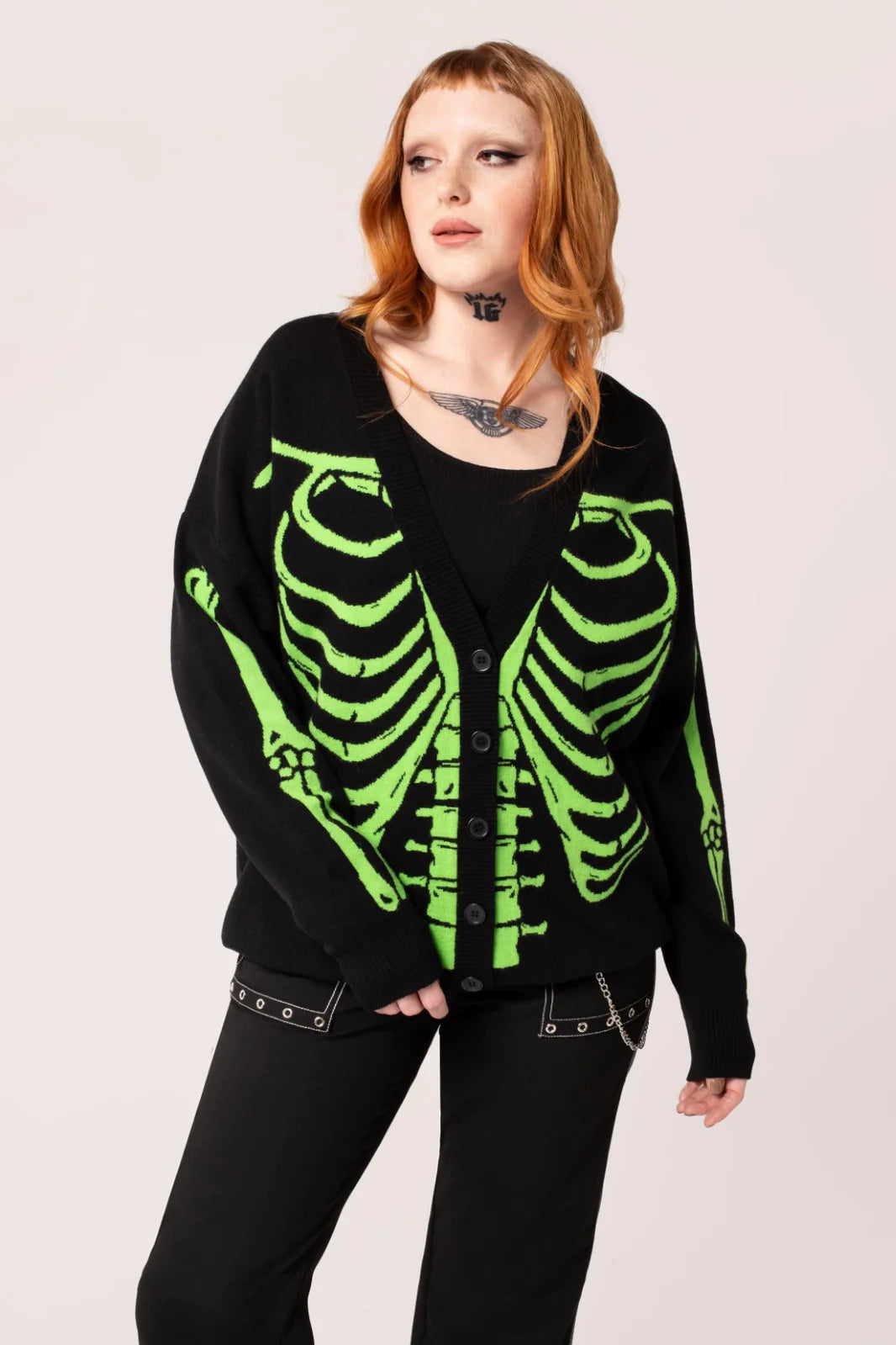 Oversized Skeleton Cardigan by Hell Bunny