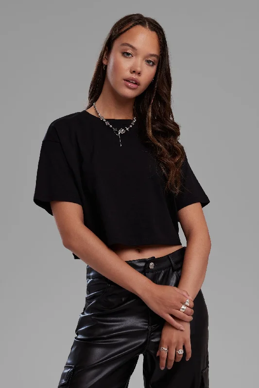 T-shirt ample et écourté en coton - Femme