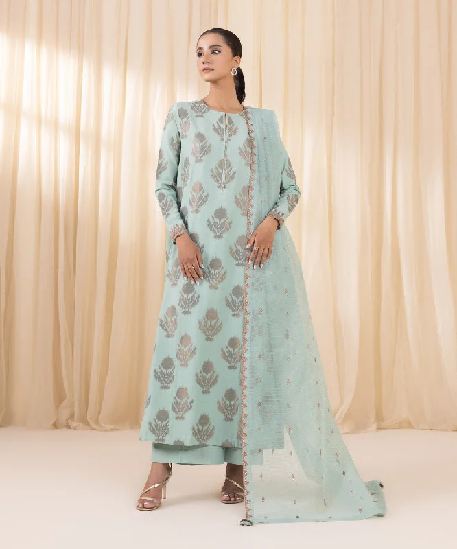 3 Piece - Embroidered Jacquard Suit