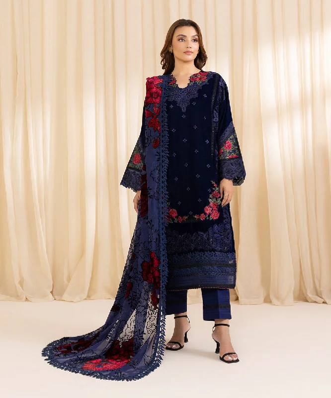 3 Piece - Embroidered Velvet Suit