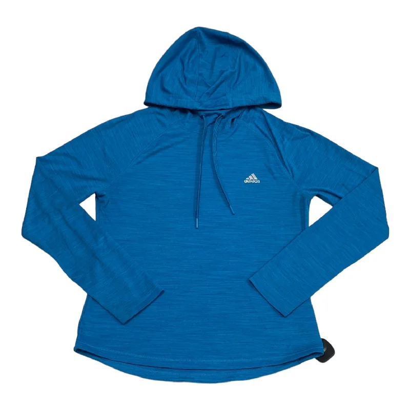 Athletic Sweatshirt Hoodie By Adidas In Blue, Size: M