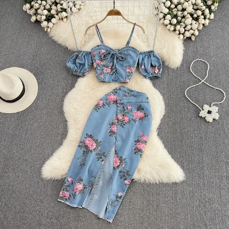 Mimi Denim Floral Co-ord Set