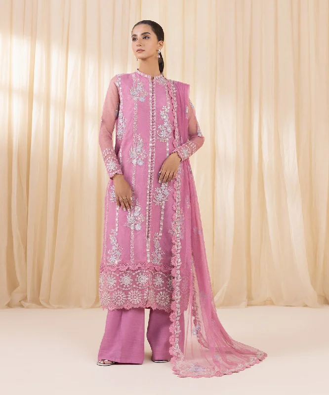 3 Piece - Embroidered Organza Suit