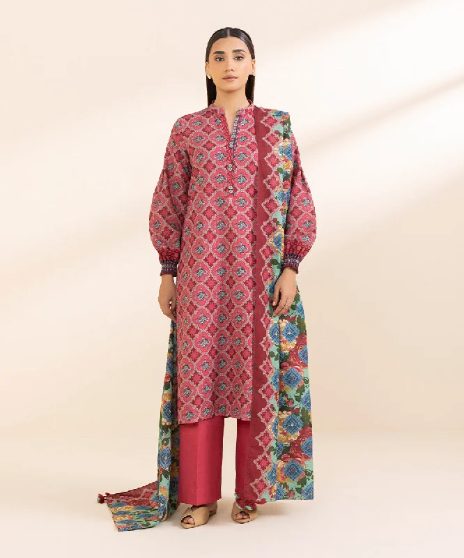 3 Piece - Printed Khaddar Suit