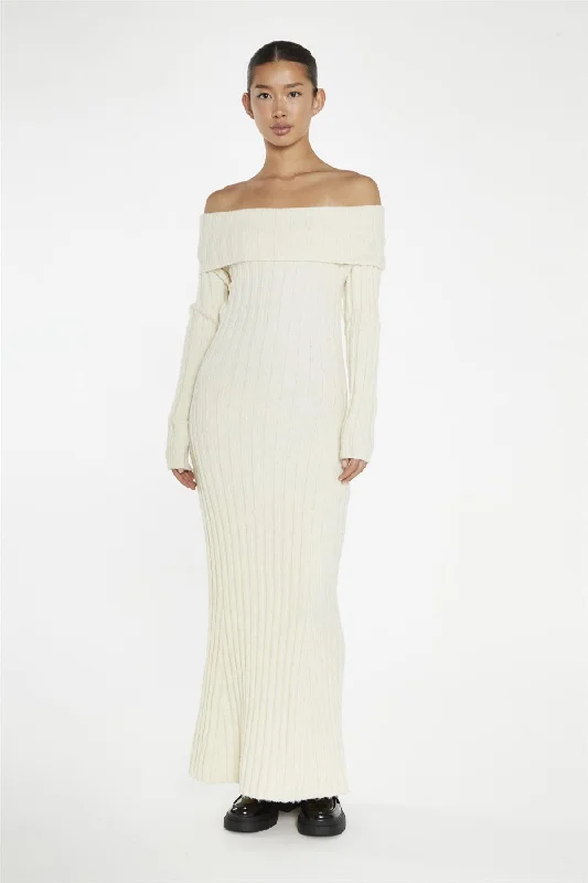 Cream Bardot Maxi-Dress