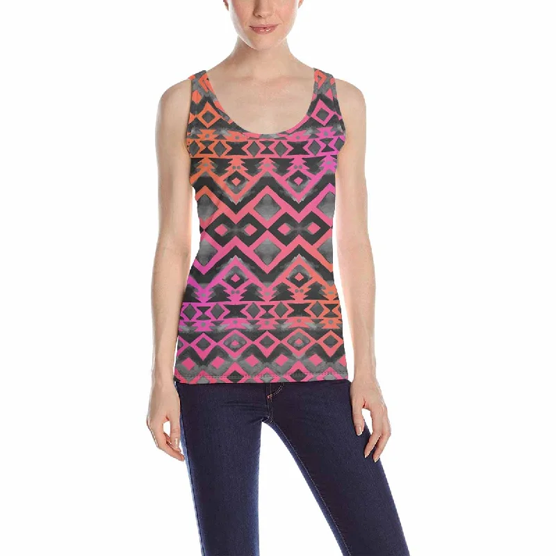 Women's Tank Top print with purple Aztec tribal mexican pattern