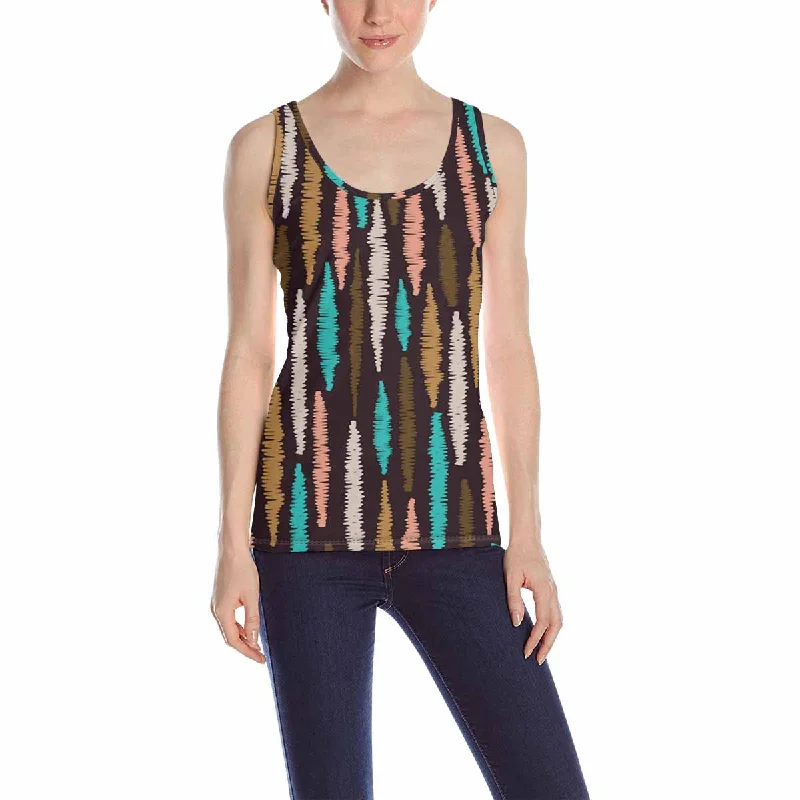 Women's Tank Top print with colorful stripes pattern