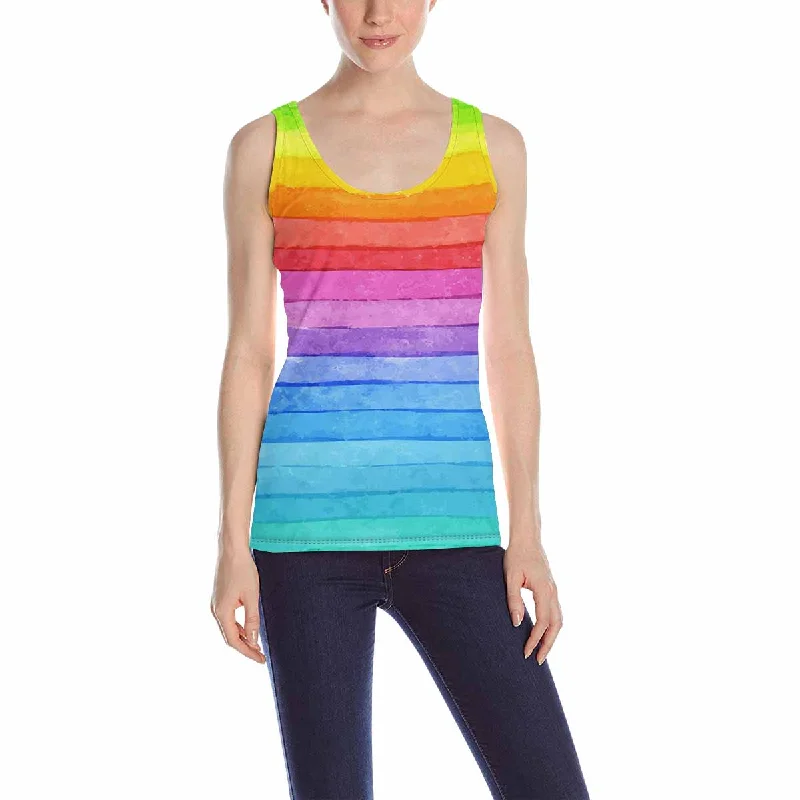 Women's Tank Top print with Striped watercolor pattern