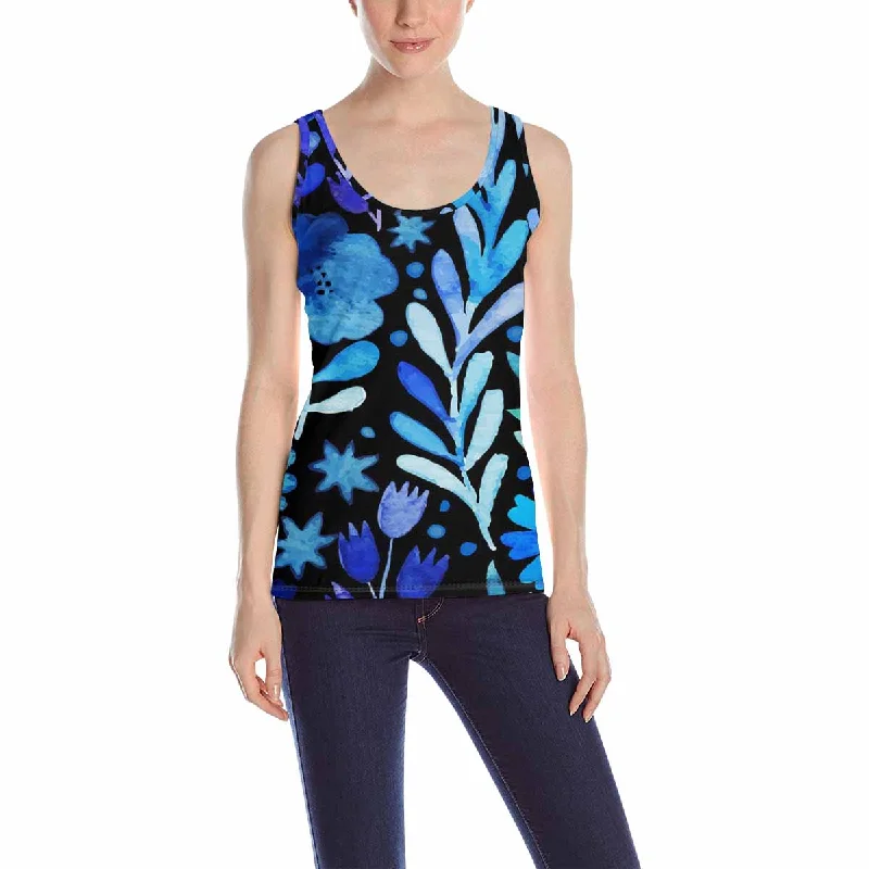 Women's Tank Top print with Watercolor floral pattern