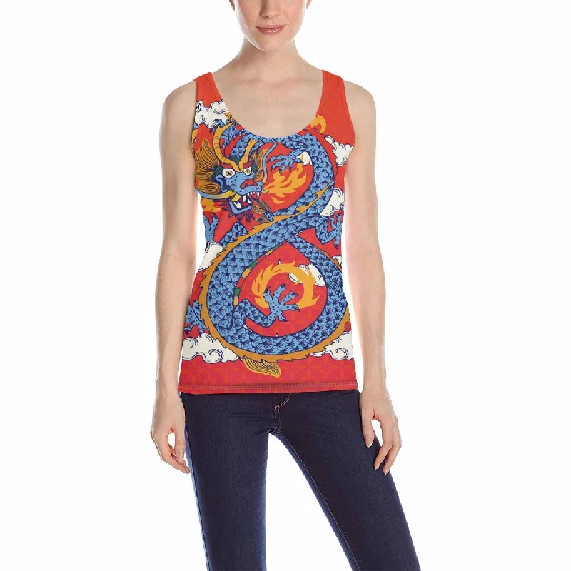 Women's Tank Top print with colorful Chinese Dragon