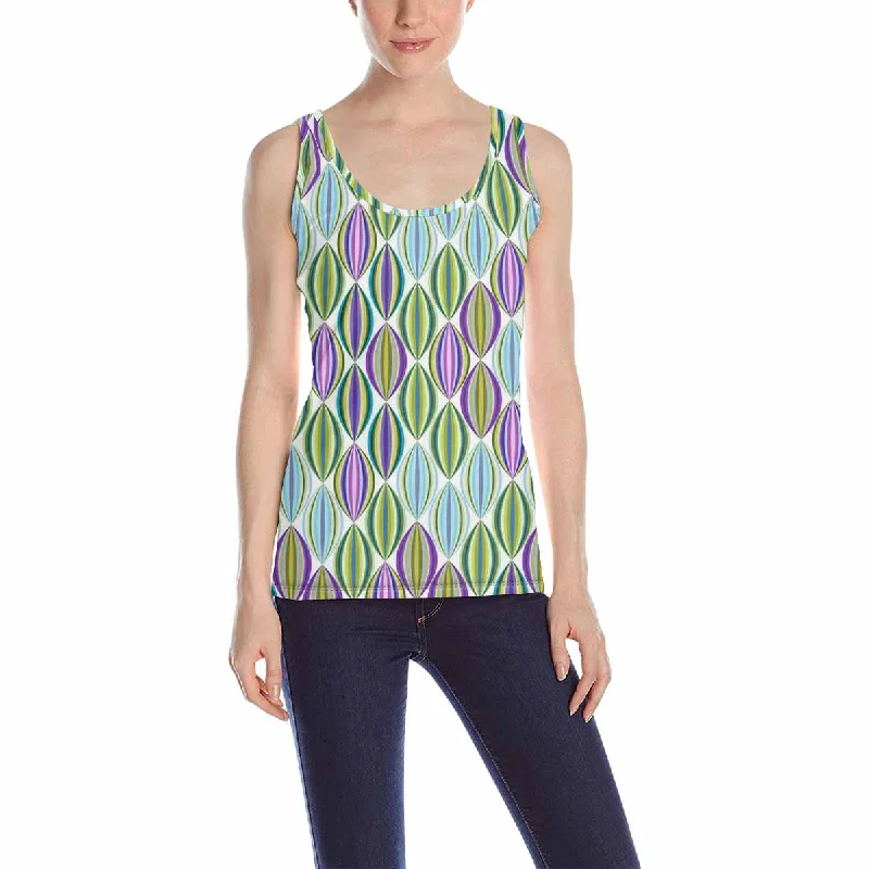 Women's Tank Top print with interweaving of thin lines pattern