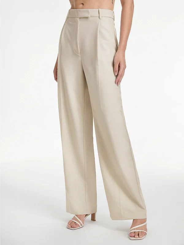 BerryBetty - High Waisted Relaxed Fit Wide Leg Dress Pants