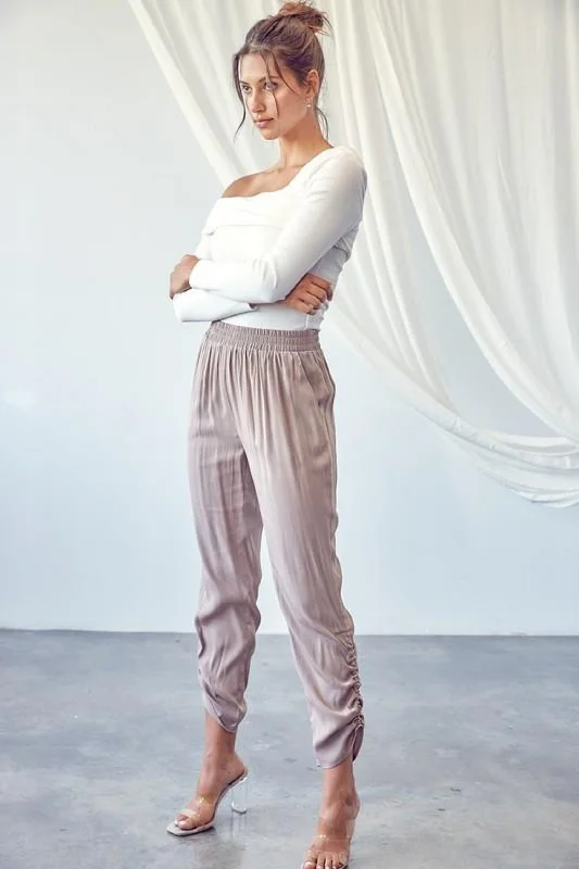 Latte Satin Joggers - FINAL SALE