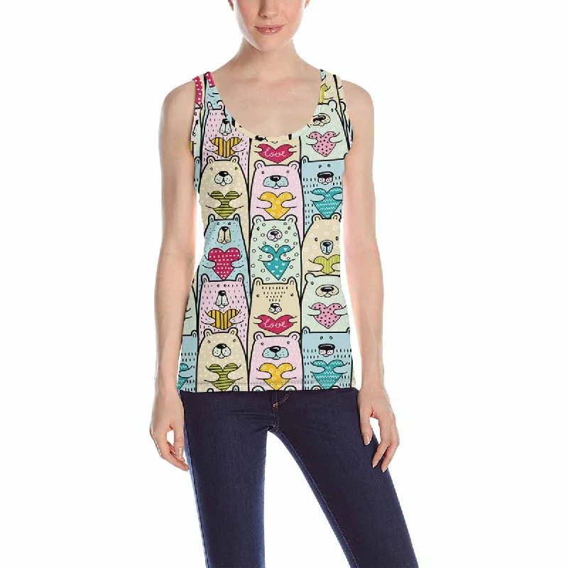 Women's Tank Top print with cute Bears with hearts