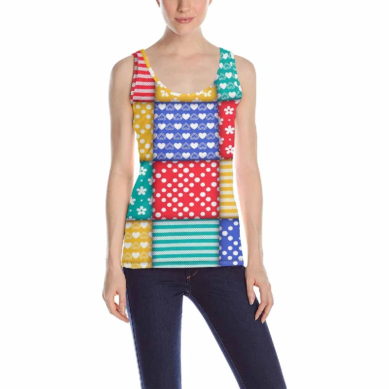 Women's Tank Top print with colorful strats flowers