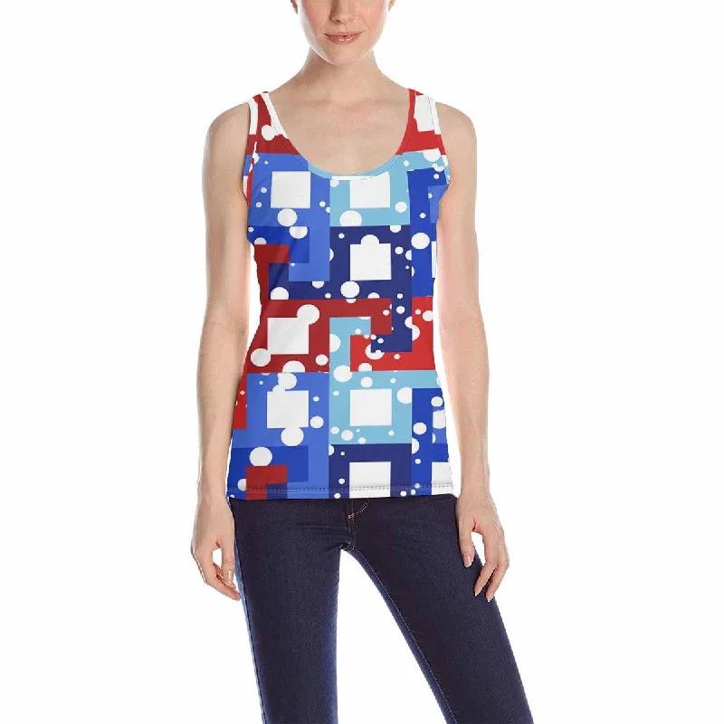 Women's Tank Top print with Pattern with red and blue squares