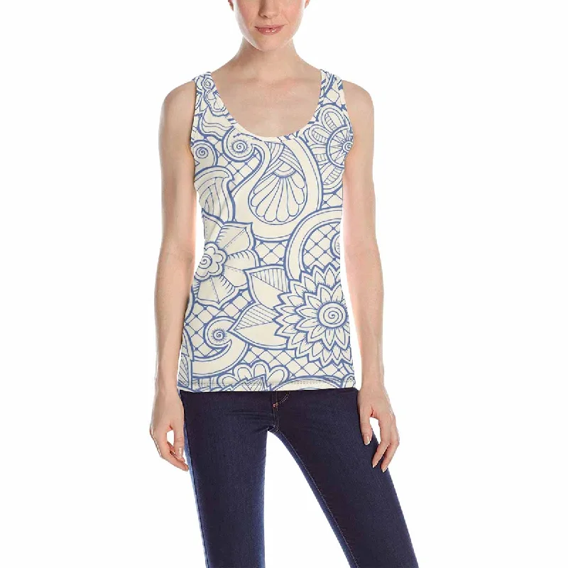 Women's Tank Top print with pattern with stylized flowers