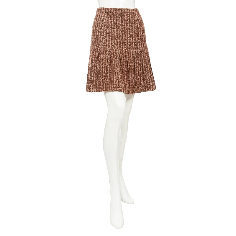 1997 Brown Wool-Blend Pleated Mini Skirt