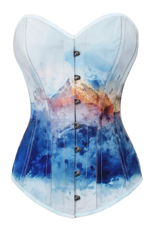 Misty Mountain Print Longline Overbust Corset