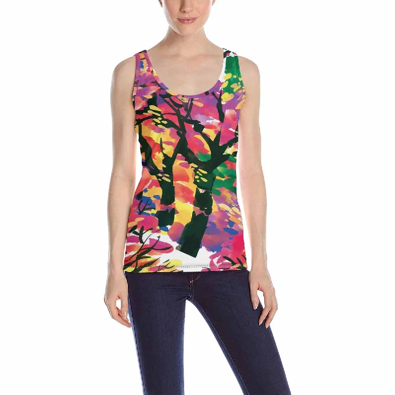 Women's Tank Top print with Watercolor Autumn leaves