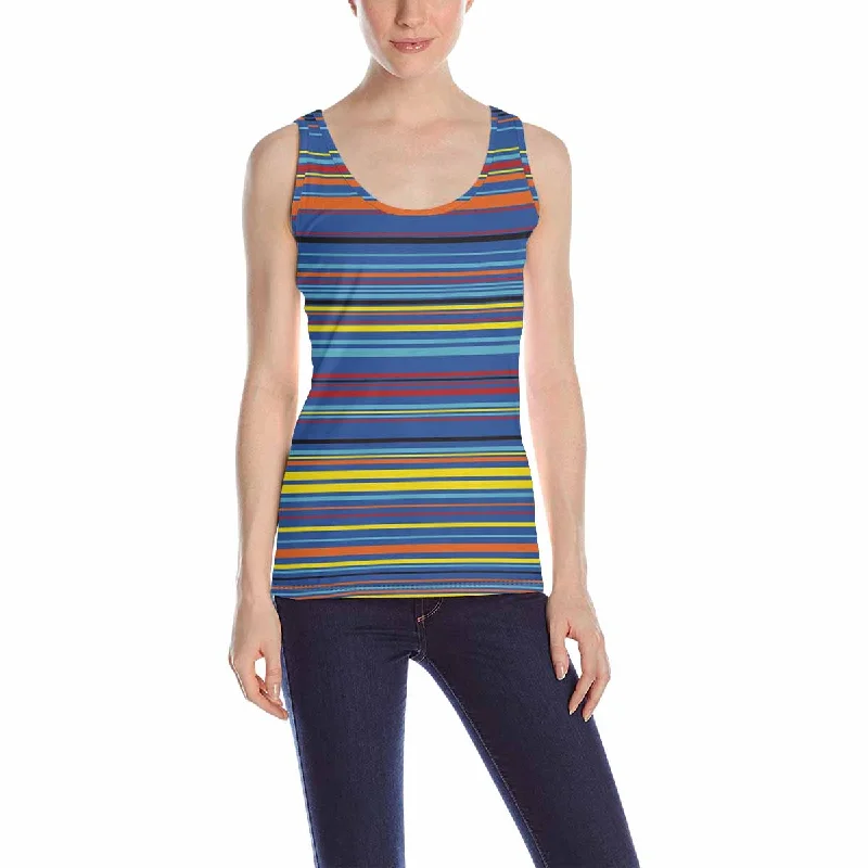 Women's Tank Top print with colorful stripe pattern