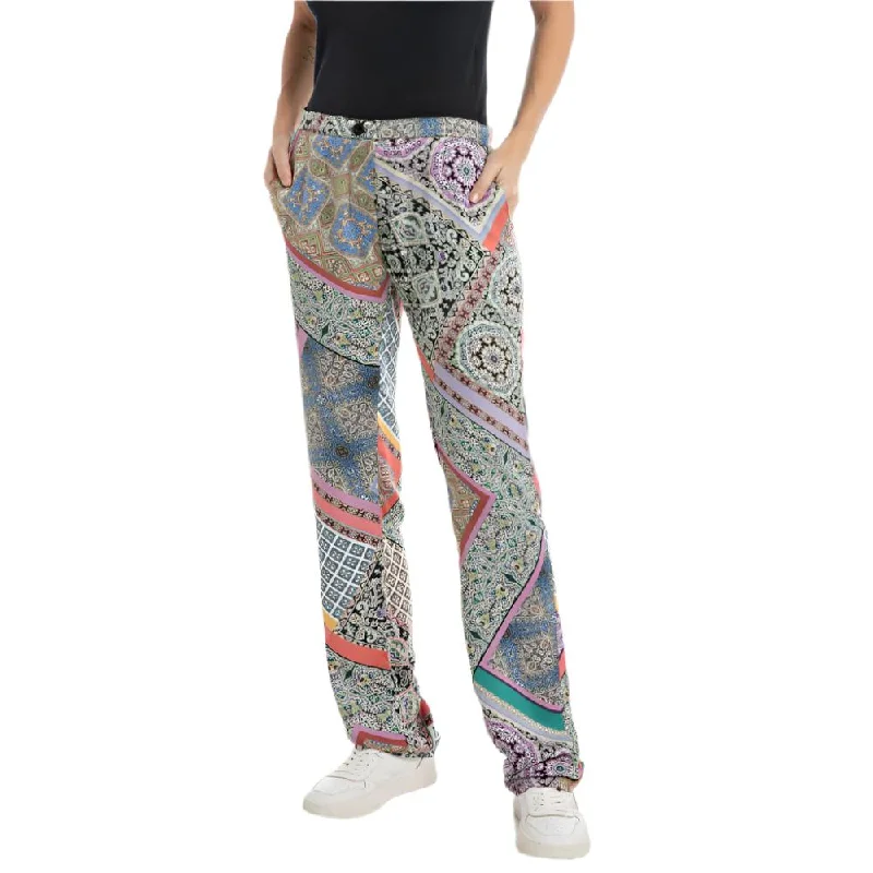 Replay Women's All Over Printed Viscose Satin Pant