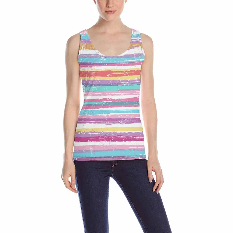 Women's Tank Top print with watercolor stripe pattern