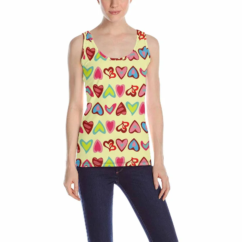 Women's Tank Top print with cute colorful hearts