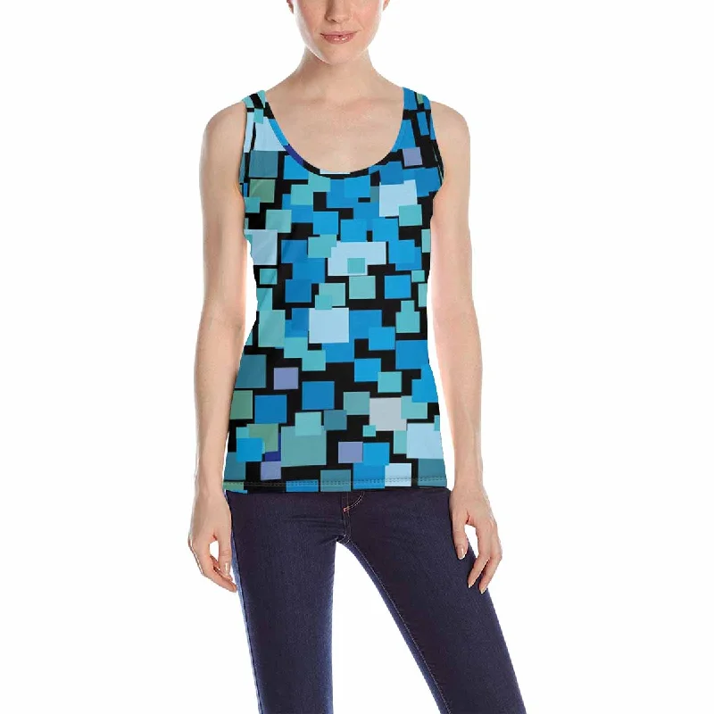 Women's Tank Top print with Abstract blue pattern