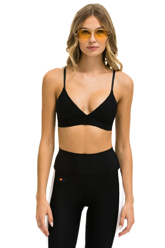 TRIANGLE ADJUSTABLE WOMENS SPORTS BRA - BLACK