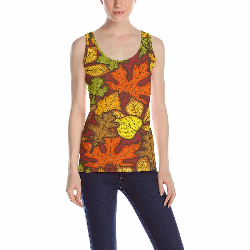 Women's Tank Top print with autumn leaves pattern