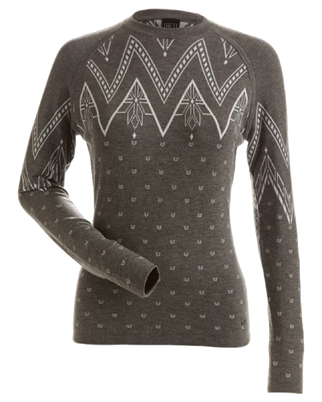 Nils Mikaela Women's Base Layer Knit Top - Graphite/Heather White