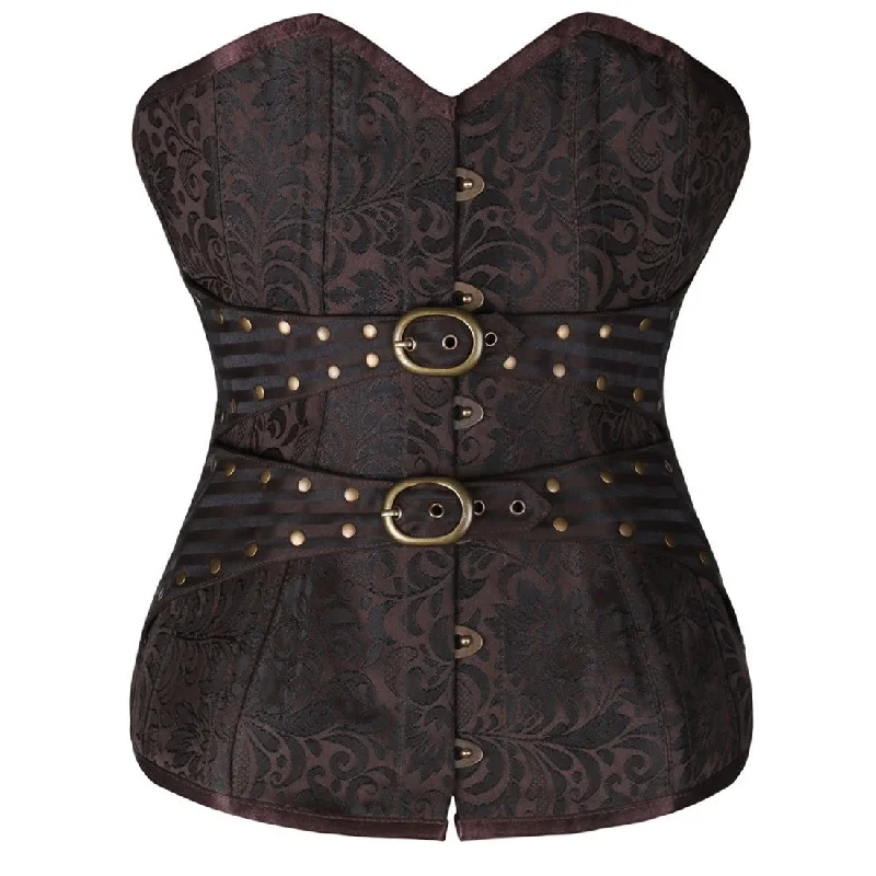 Wendy Steampunk Overbust Corset Coffee Black