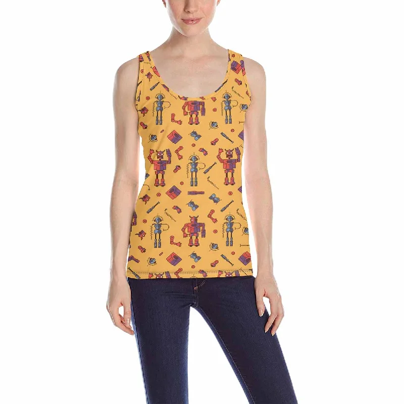 Women's Tank Top print with cute Robot pattern