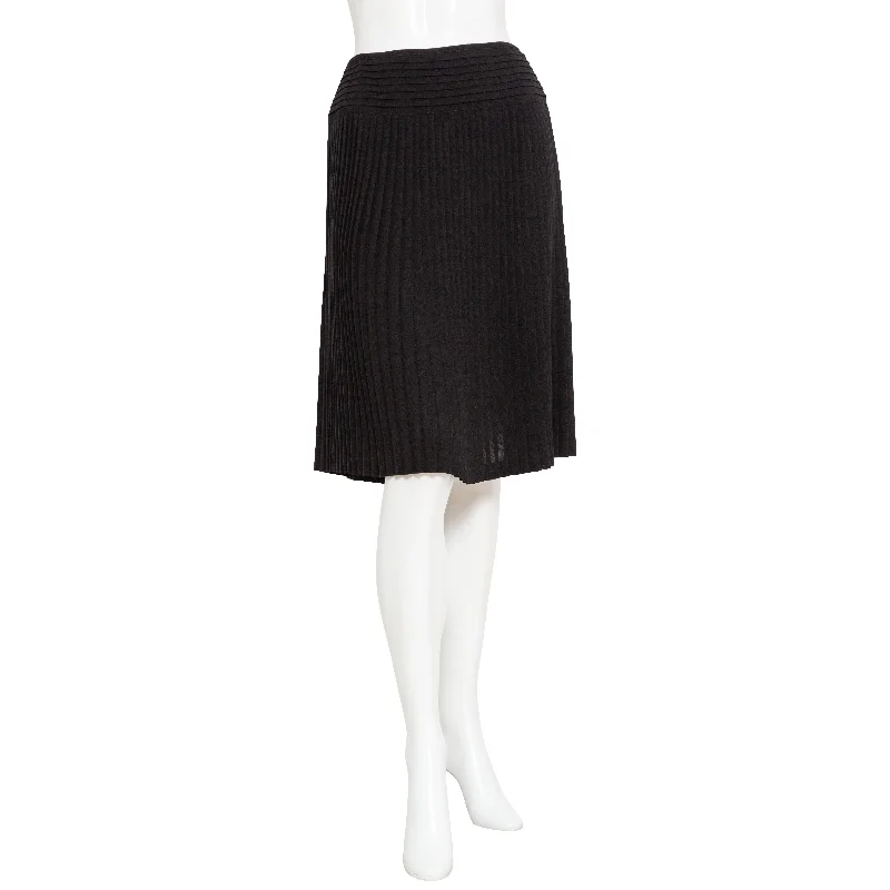 Black Silk Pleated Skirt