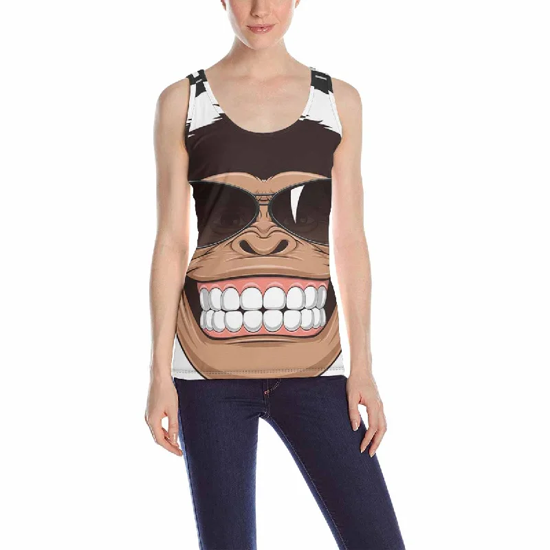 Women's Tank Top print with Funny monkey with glasses