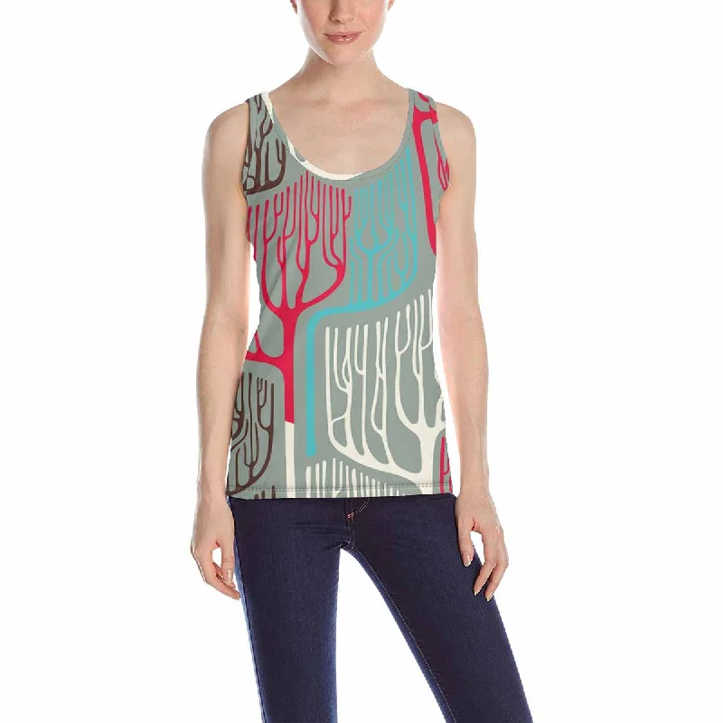 Women's Tank Top print with colorful stylized trees pattern