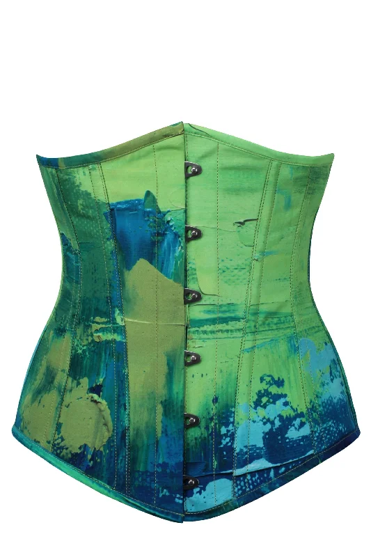 Green and Blue Colour Blot Longline Underbust Corset