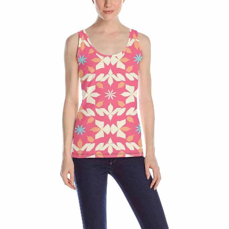 Women's Tank Top print with pink Geometric pattern