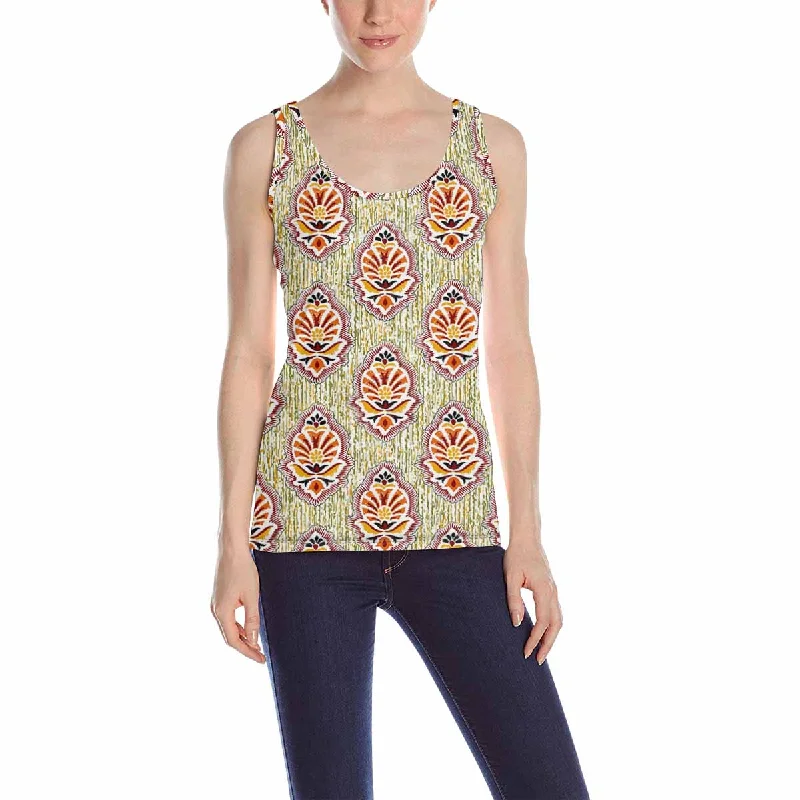 Women's Tank Top print with ethnic Paisley flower pattern