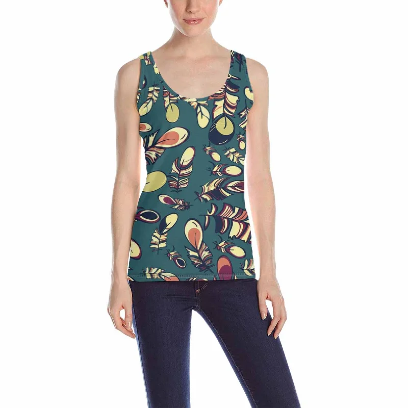 Women's Tank Top print with graphic feather pattern